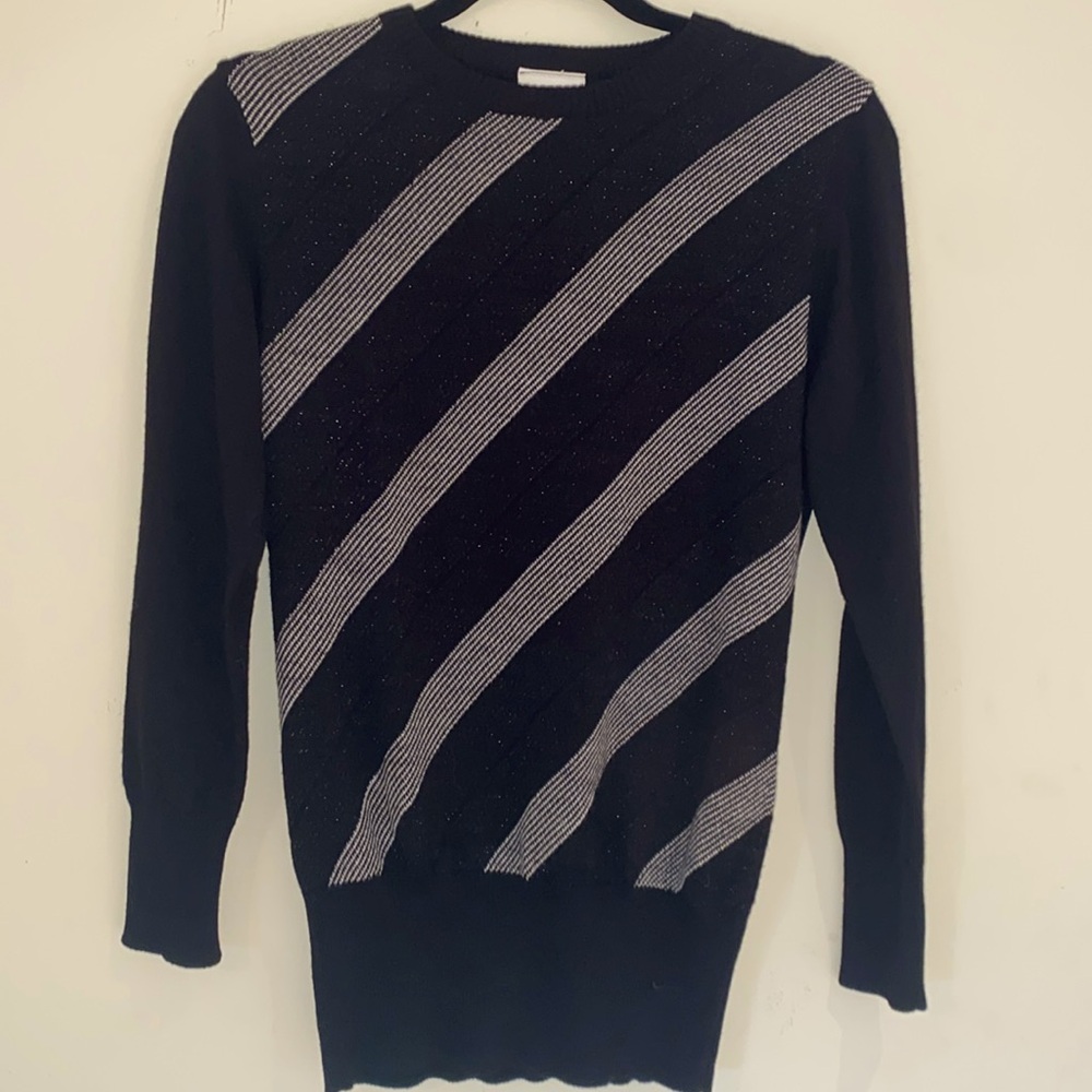 Nike Golf women’s wool blend black diagonal stripe crewneck sweater Sz M